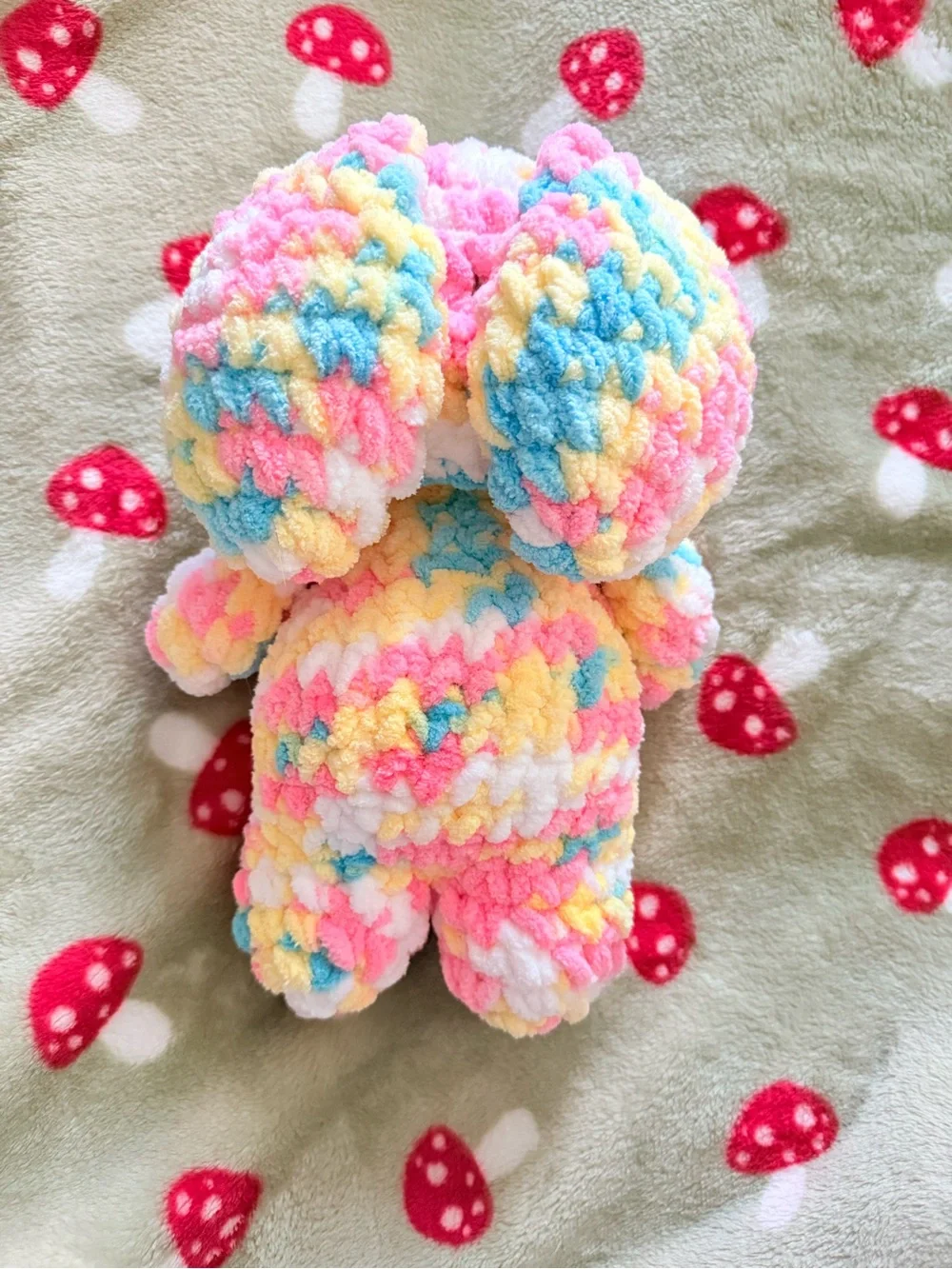 Plush Multicolor Pastel Crochet Bunny with Headband - Soft Chunky Yarn